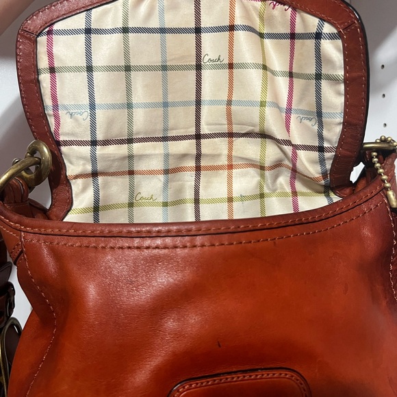 Coach Bleeker Legacy Tattersall Whiskey Brown Leather Handbag 11419 - Picture 5 of 13